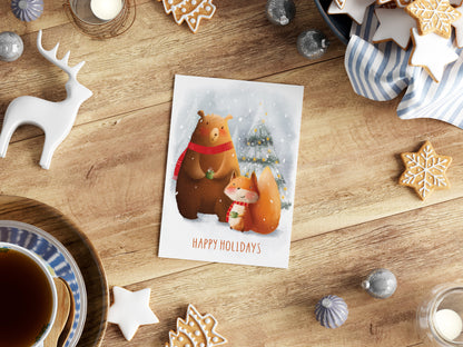 Card - Warm Hugs and Cocoa: The Bear Duo Holiday Card