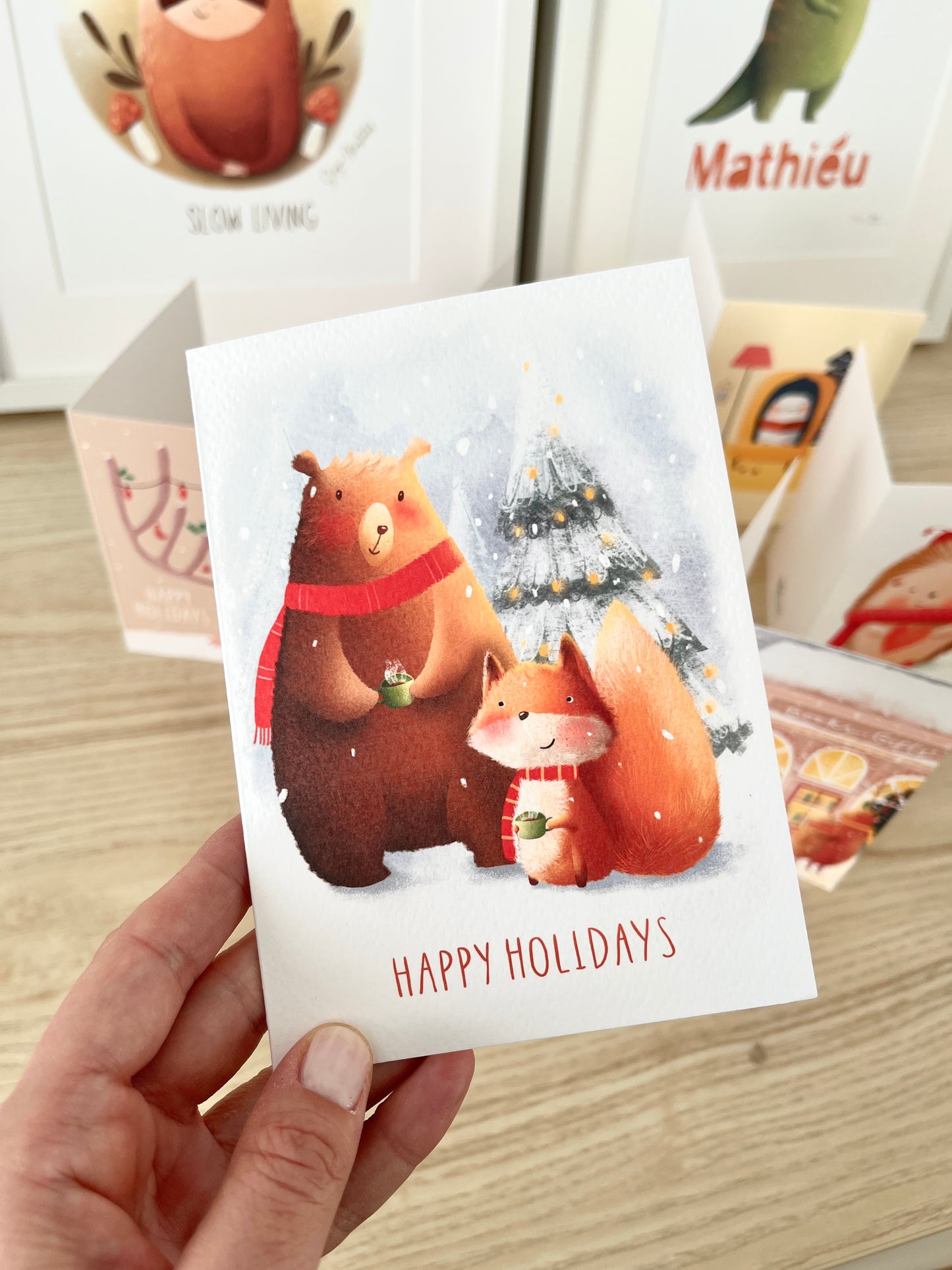 Card - Warm Hugs and Cocoa: The Bear Duo Holiday Card